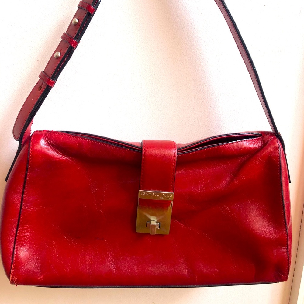 Red Leather Kenneth Cole New York Leather Bag
